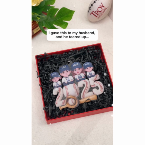 3D Effect Christmas Baseball Family Together We're A Team - Personalized Acrylic Ornament - Gift For Family