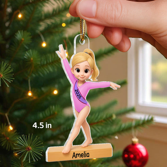 3D Effect Gymnastic Girl - Personalized Acrylic Ornament - Christmas Gift For Daughter Granddaughter