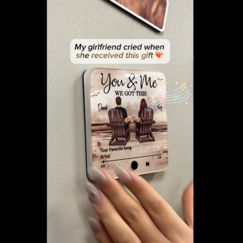 Couple You & Me We Got This Retro Personalized Music Fridge Magnet, Heartfelt 2025 Gift For Couple, For Him, For Her, Boyfriend, Girlfriend, Husband, Wife