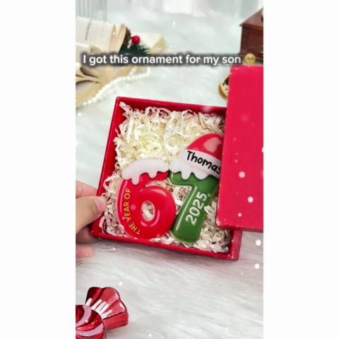 Custom Name 67 Six Seven 3D Effect - Personalized Acrylic Ornament - 2025 Slang, Funny Teen Grandkid, Gen Alpha Christmas Gift