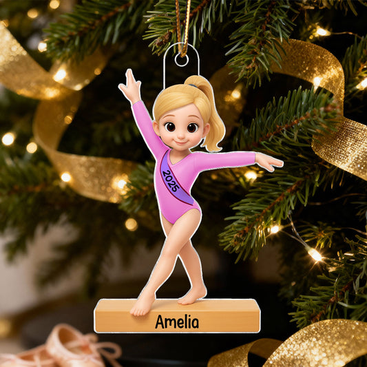 3D Effect Gymnastic Girl - Personalized Acrylic Ornament - Christmas Gift For Daughter Granddaughter