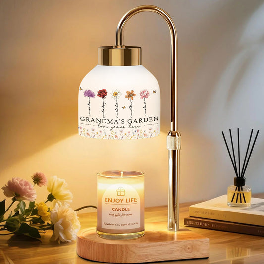 Grandma's Garden Birth Month Flower - Personalized Candle Warmer Lamp - Vintage Home Decor Gift For Grandma