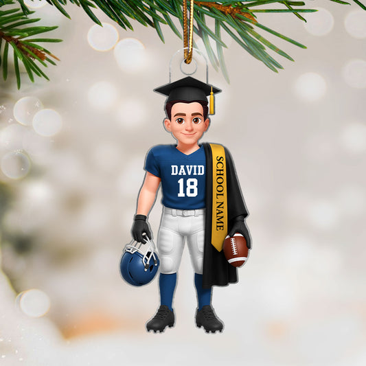 Football Boy 3D Effect Senior - Personalized Acrylic Ornament - Christmas Gift Graduation Gift