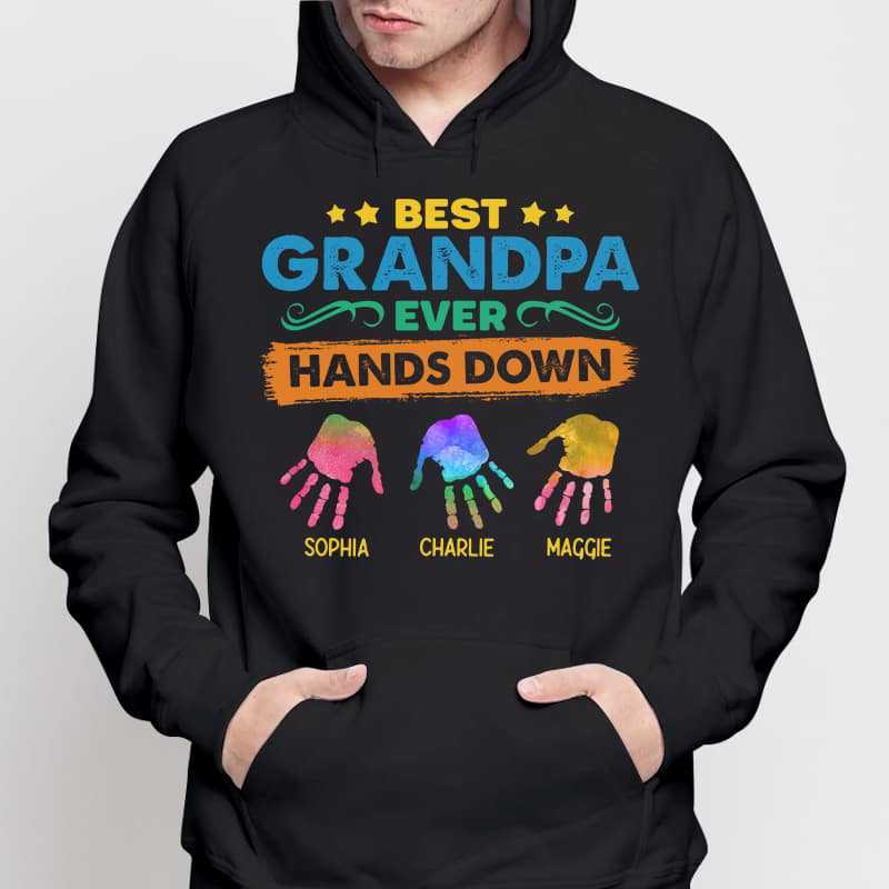 Best Dad Ever Hands Down Personalized Hoodie Sweatshirt