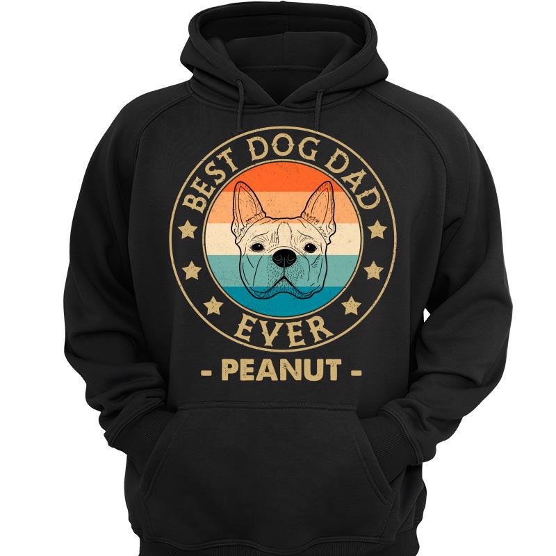 Best Dog Dad Retro Simple Outline Personalized Hoodie Sweatshirt