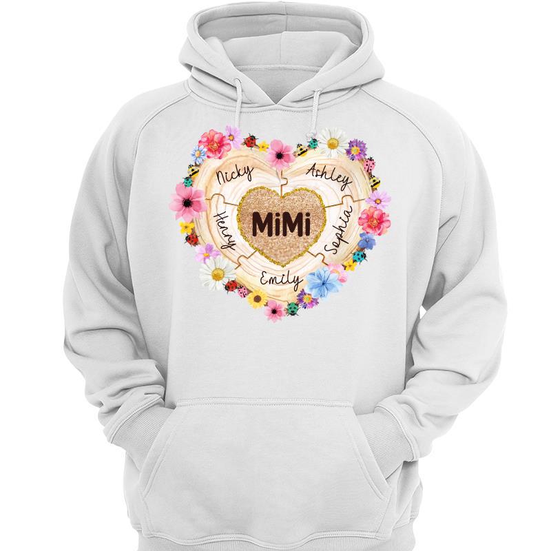 Grandma Heart Pieces Personalized Hoodie Sweatshirt