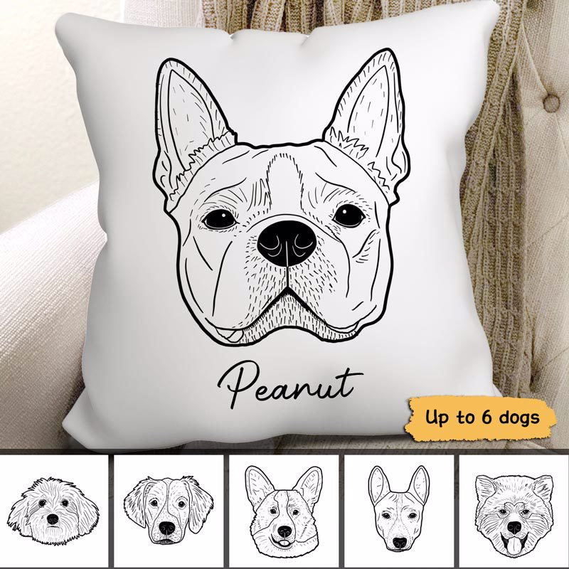 Dog Head Outline Simple Personalized Pillow (Insert Included)