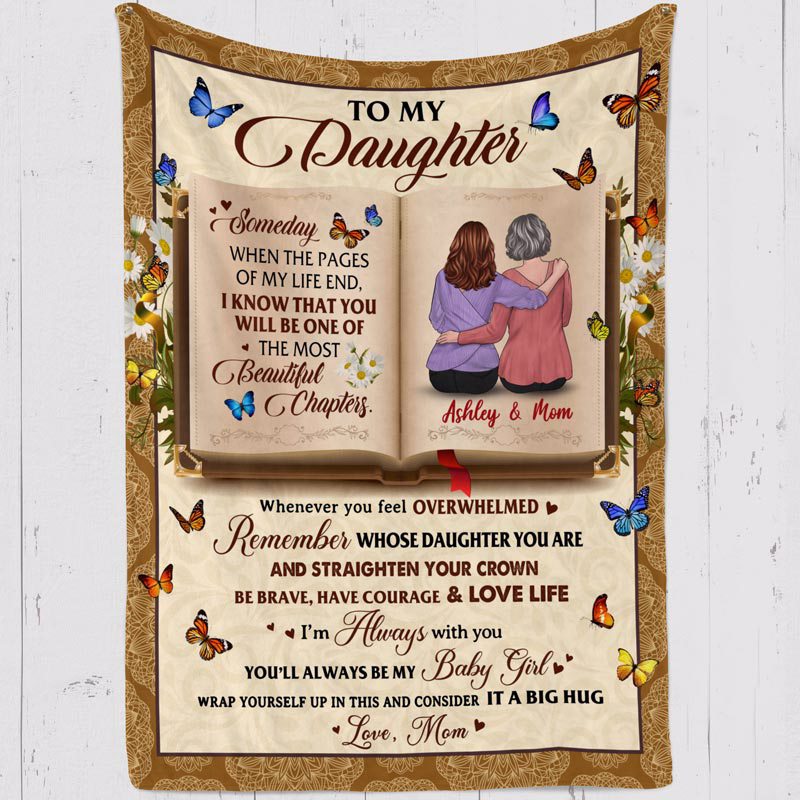 To My Daughter Old Page Personalized Fleece Blanket