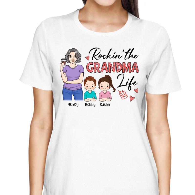 Rockin‘ Mom Grandma Life Woman & Kid Personalized Shirt