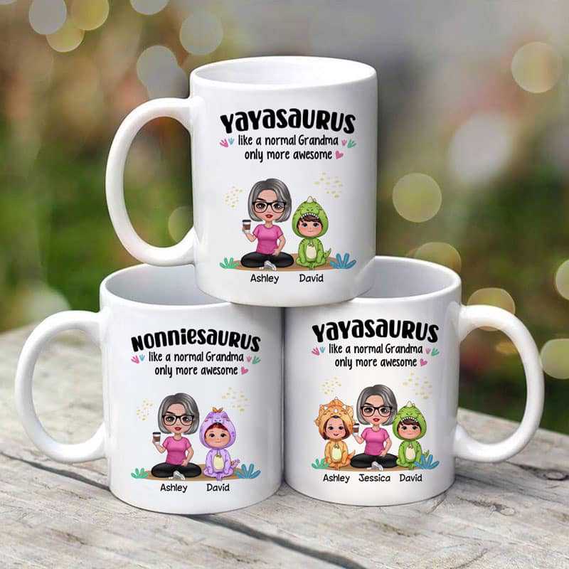 Grandmasaurus & Cute Dinosaur Doll Kid Personalized Mug