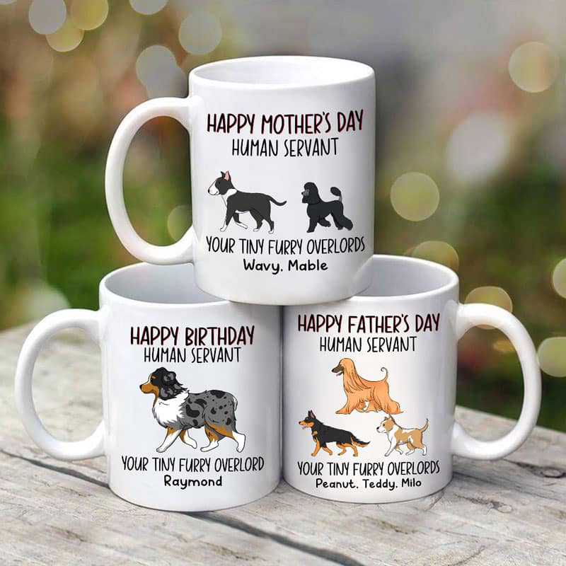 Good Morning Human Servant Walking Dog Personalized Mug