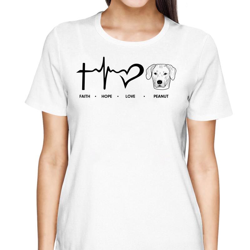 Faith Hope Love Dog Head Outline Personalized Shirt