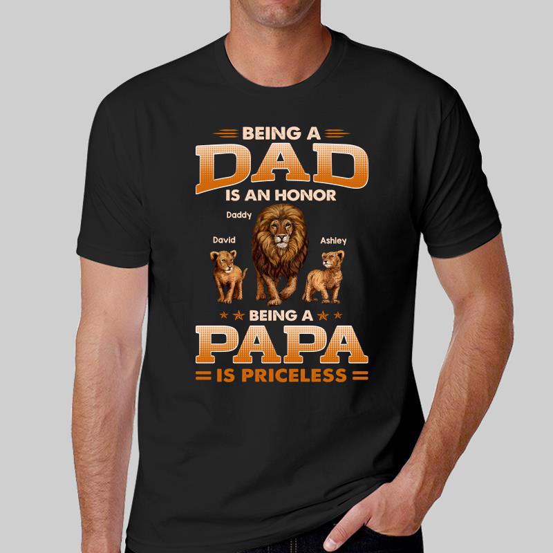 Being Papa Priceless Lion Grandpa Personalized Shirt