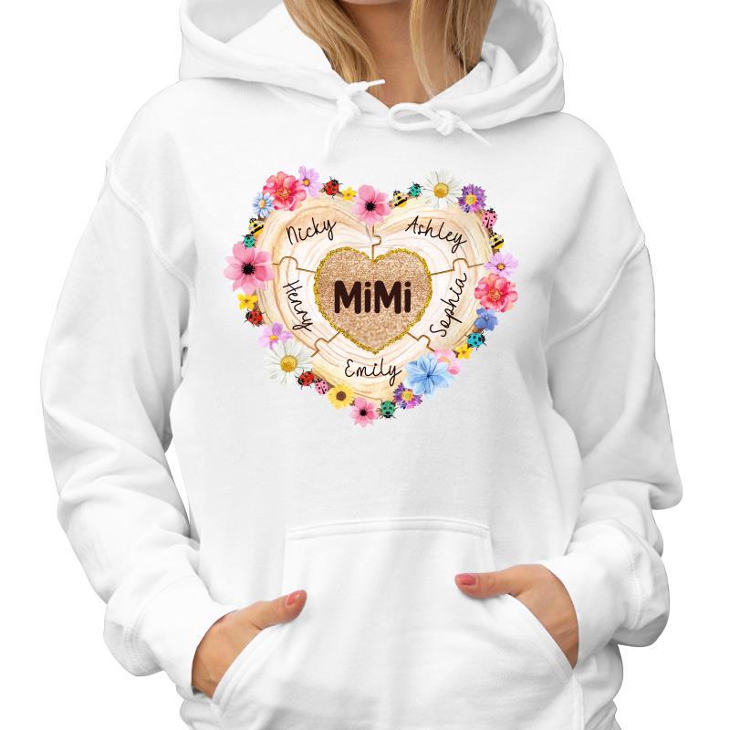 Grandma Heart Pieces Personalized Hoodie Sweatshirt
