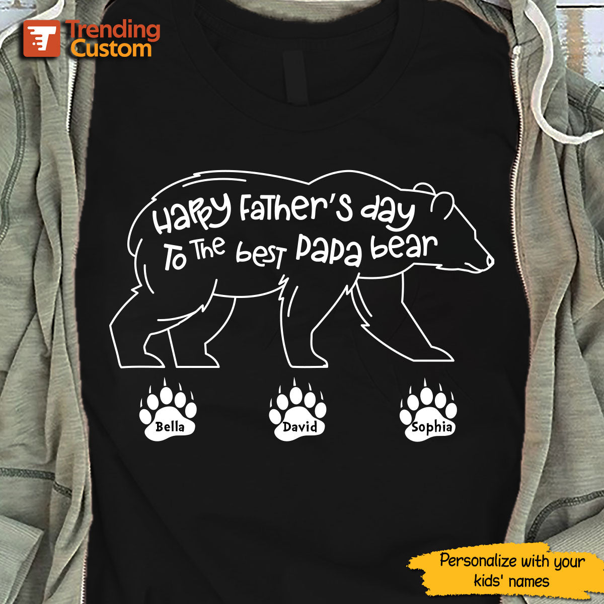 Papa Bear Happy Father Day Personalized Shirt
