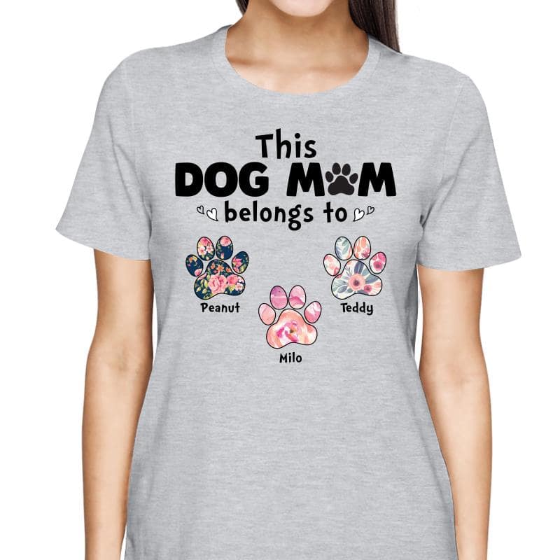 This Dog Mom Belongs To Floral Paw Personalized Dog Mom Shirt