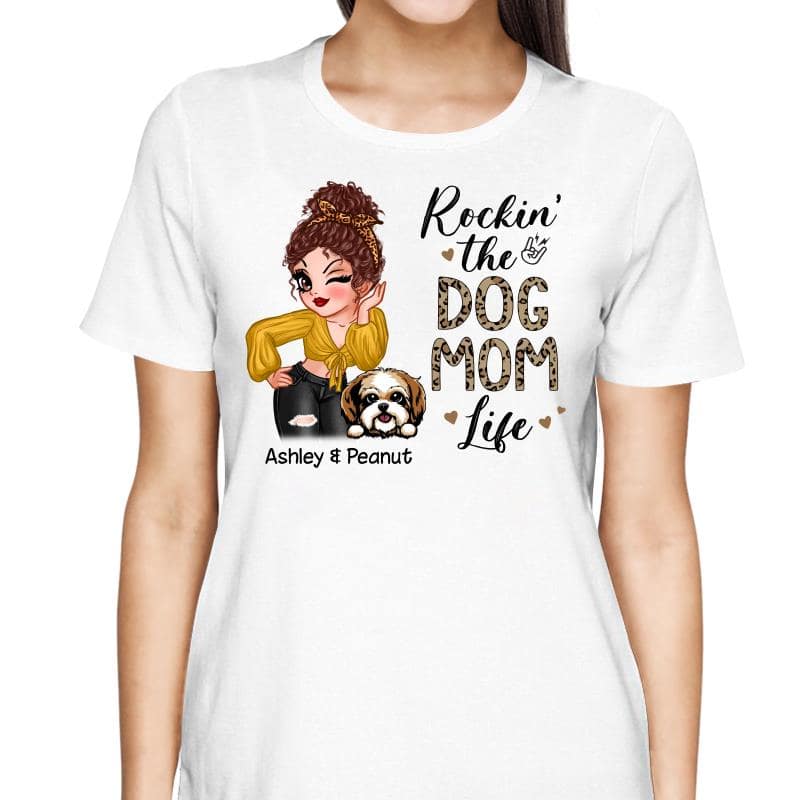 Rockin‘ The Dog Mom Life Patterns Personalized Shirt