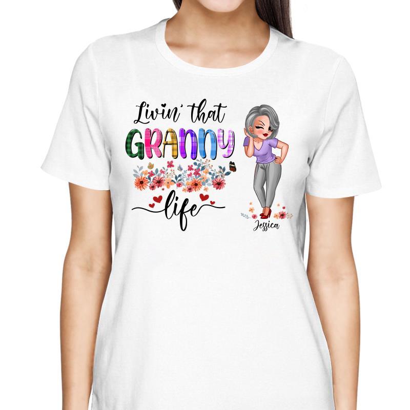 Grandma Colorful Checkered Pattern Personalized Shirt