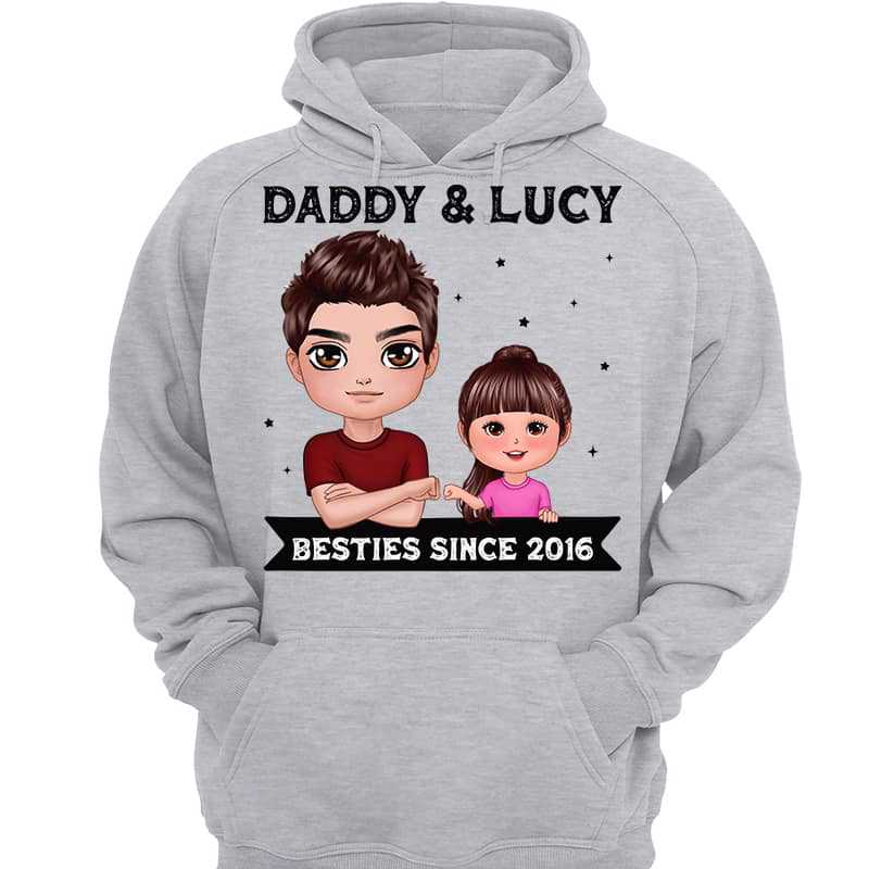 Dad & Kid Besties Since Doll Personalized Hoodie Sweatshirt
