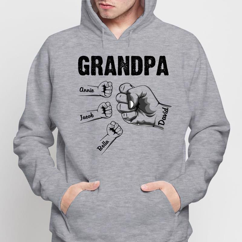 Dad Grandpa Kid Fist Bump Name Personalized Hoodie Sweatshirt