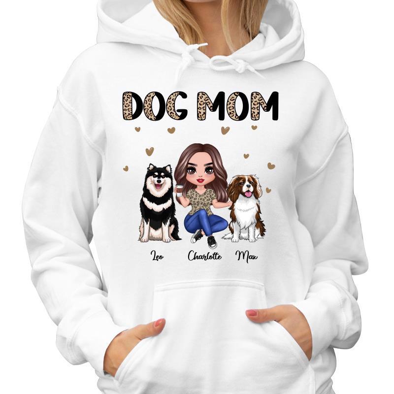 Half Leopard Doll Dog Mom Sitting Personalized Hoodie Sweatshirt