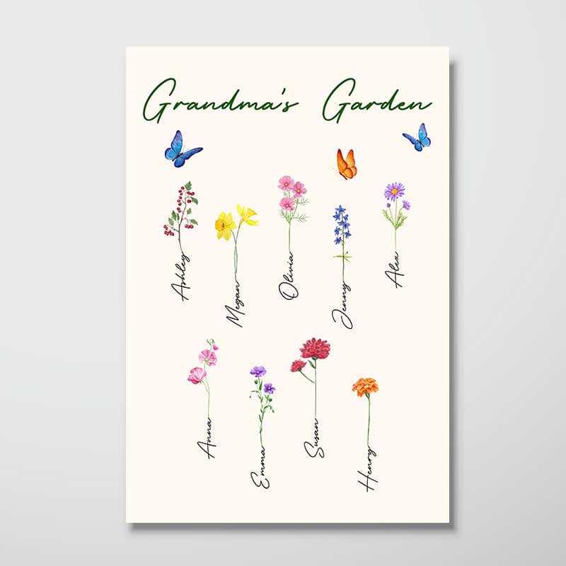 Family Birth Month Flowers Personalized Vertical Poster