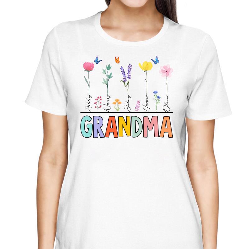 Mom Mama Grandma Flower Personalized Shirt