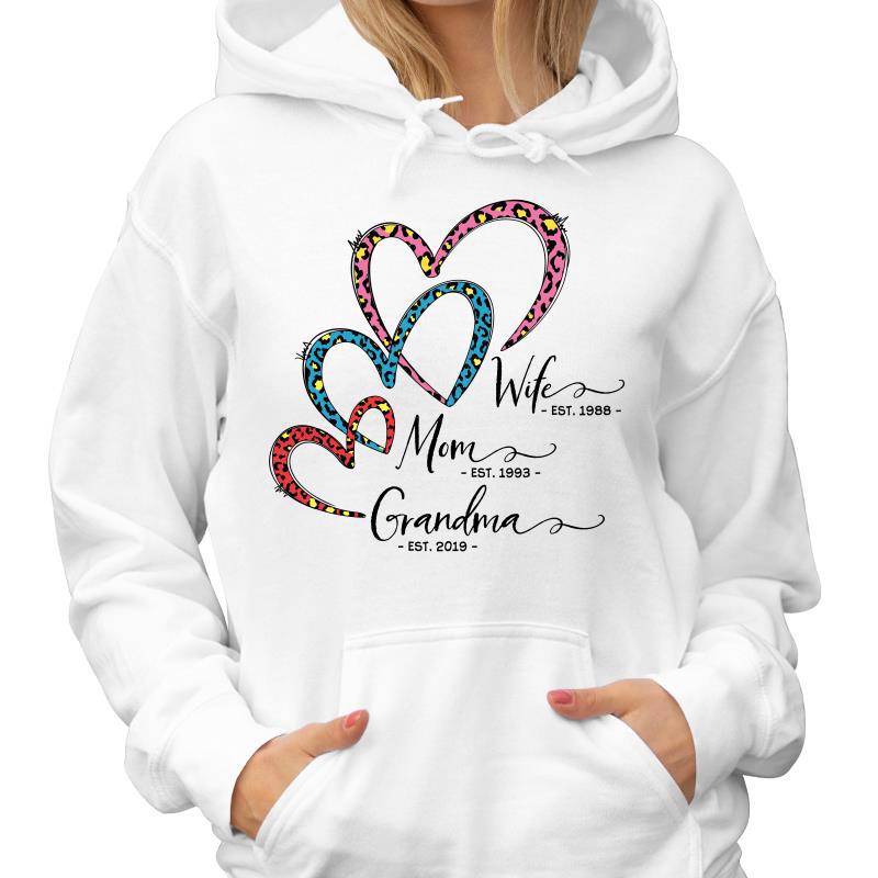 Grandma Est Heart Personalized Hoodie Sweatshirt