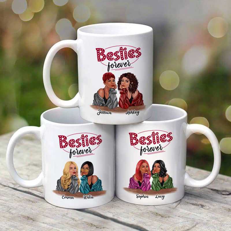Retro Style Fashion Besties Personalized Mug