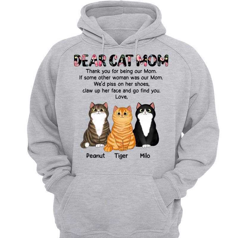 Dear Cat Mom Floral Pattern Gift Personalized Hoodie Sweatshirt