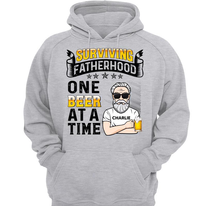 Surviving Father Hood Beer Gift For Dad Personalized Hoodie Sweatshirt