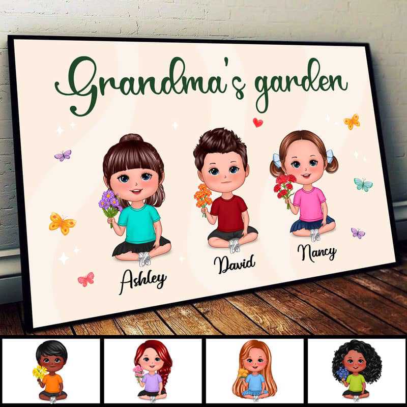 Doll Kids Birth Month Flowers Personalized Horizontal Poster