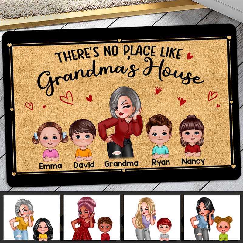 No Place Like Grandma House Doll Kids Personalized Doormat