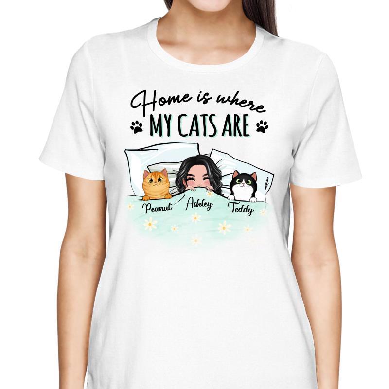 Home Is Where My Cats Are Cat Mom Personalized Shirt