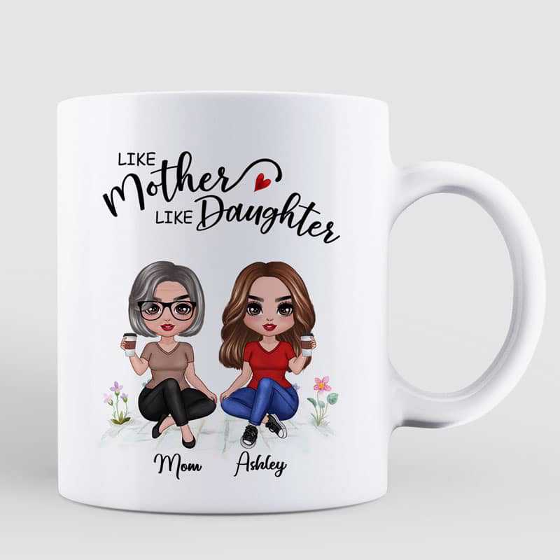 Doll Women Sitting Mother And Daughters Personalized Mug