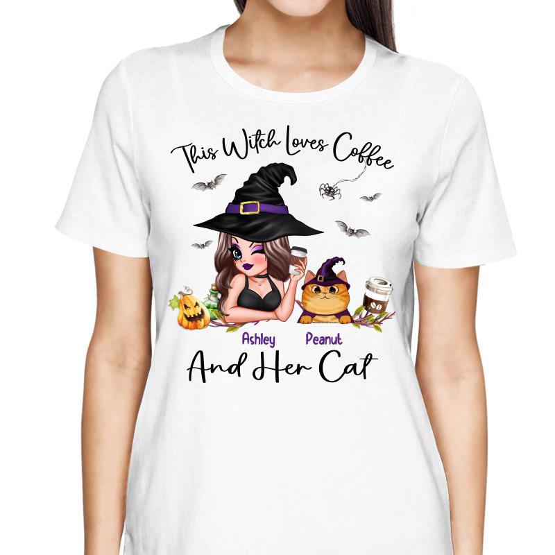 This Witch Loves Coffee And Her Cats Personalized Shirt