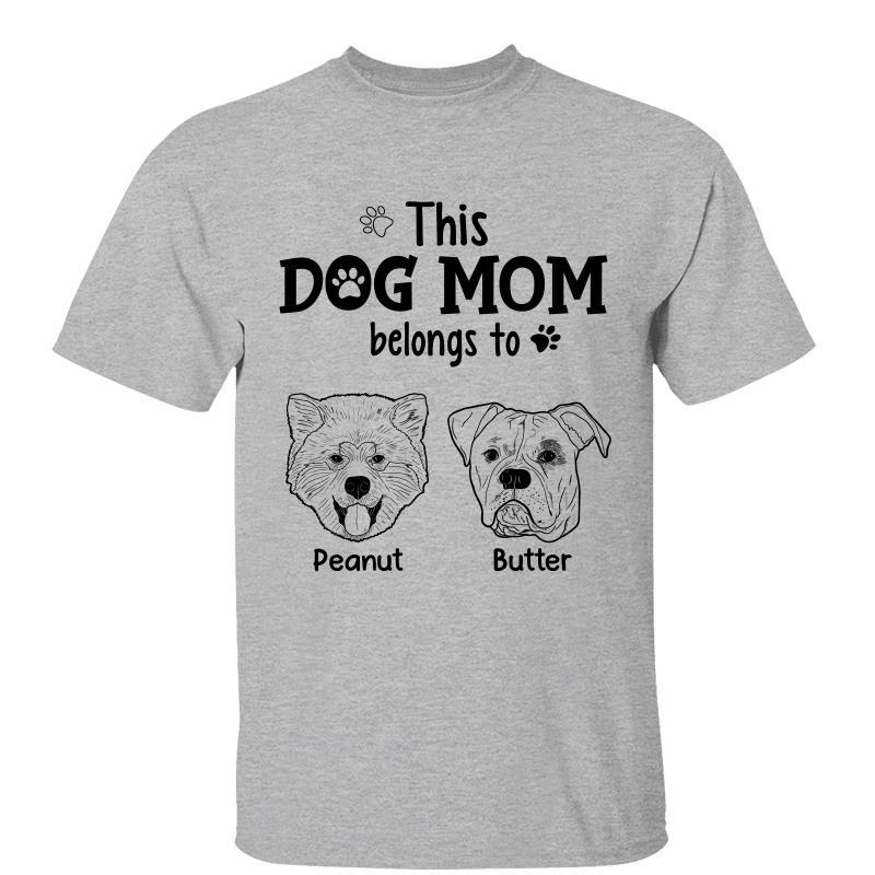 Dog Mom Dad Belongs To Dog Head Outline Personalized Shirt