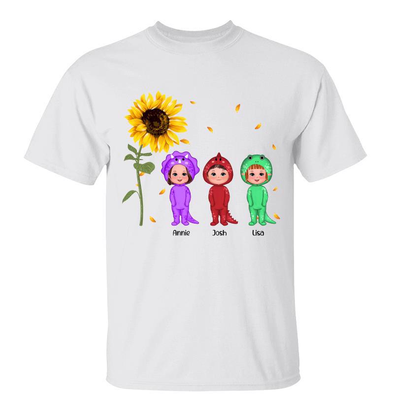 Sunflower Dinosaur Kids Personalized Shirt