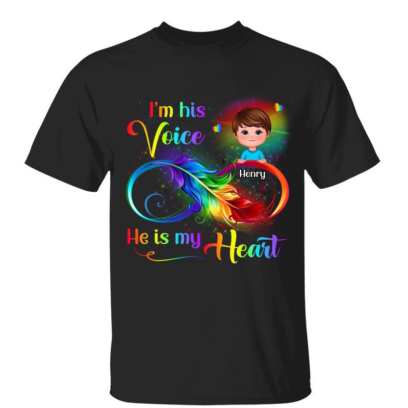 I‘m His Voice He’s My Heart Autism Doll Kid Personalized Shirt