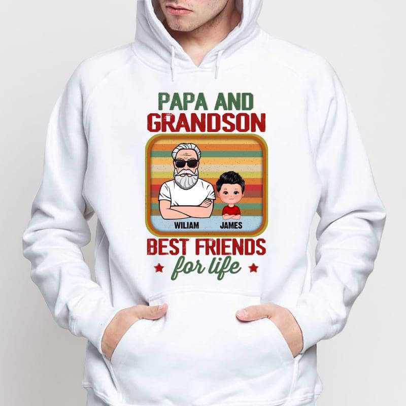 Grandpa Grandkids Best Friends For Life Personalized Hoodie Sweatshirt