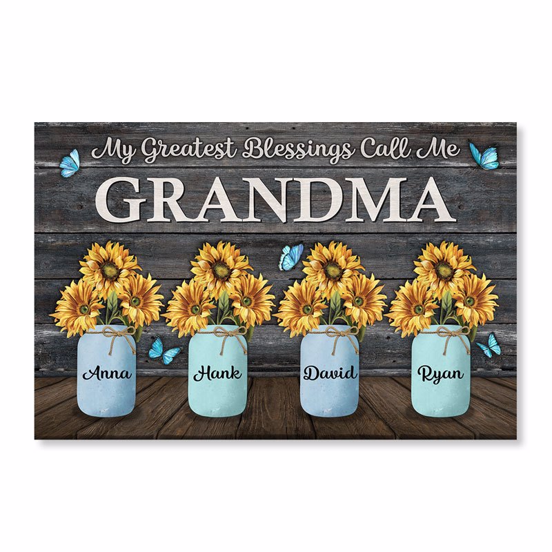 My Greatest Blessings Call Me Grandma Sunflower Vases Personalized Horizontal Poster