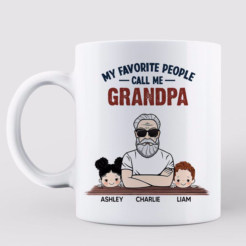 Favorite People Call Me Grandpa Man And Kids Personalized Mug