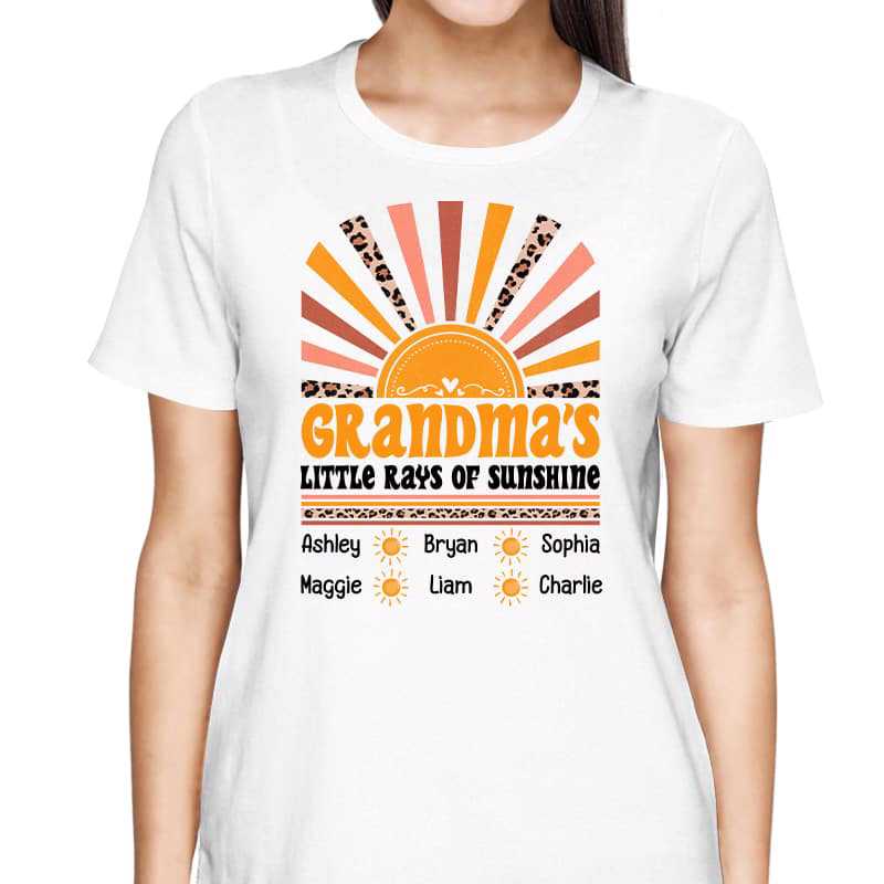 Grandma Rays Of Sunshine Leopard Personalized Shirt