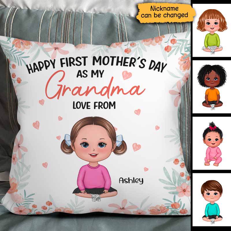 First Mother‘s Day As Grandma Personalized Pillow (Insert Included)