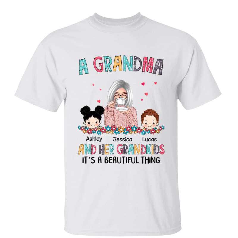 Grandma Grandkid Colorful Pattern Beautiful Thing Personalized Shirt