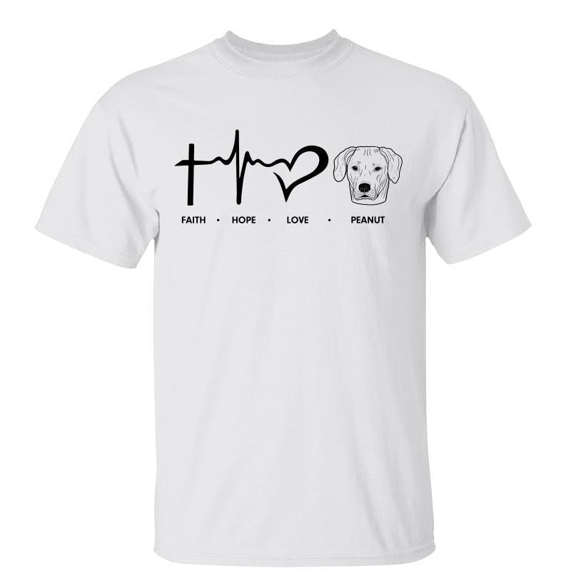 Faith Hope Love Dog Head Outline Personalized Shirt