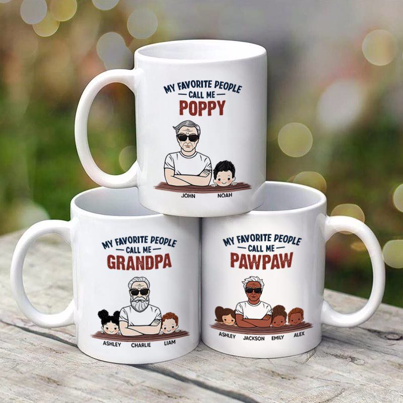 Favorite People Call Me Grandpa Man And Kids Personalized Mug