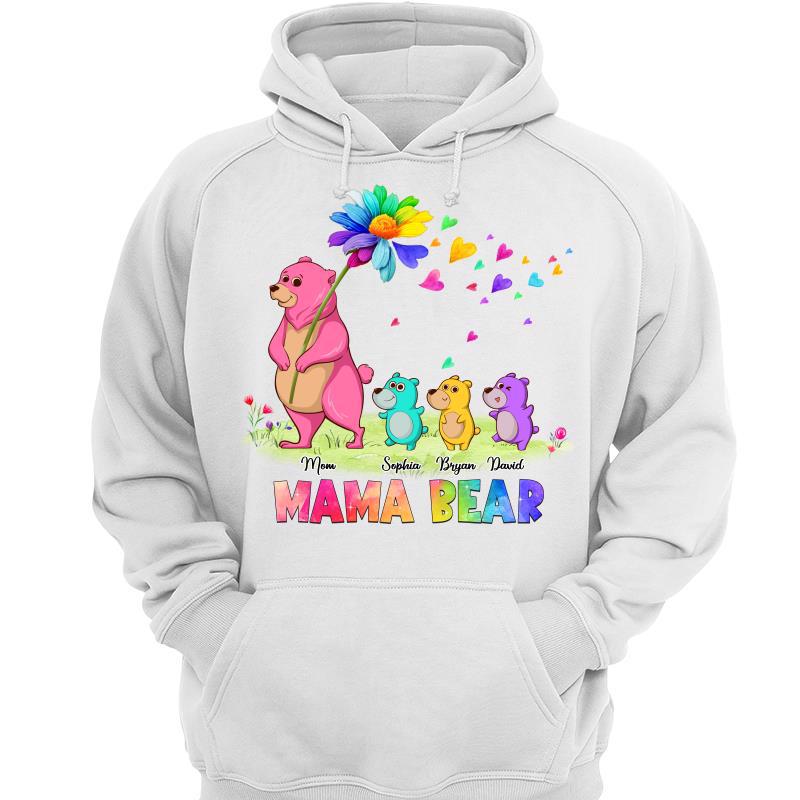 Colorful Daisy Mama Grandma Bear And Kids Personalized Hoodie Sweatshirt