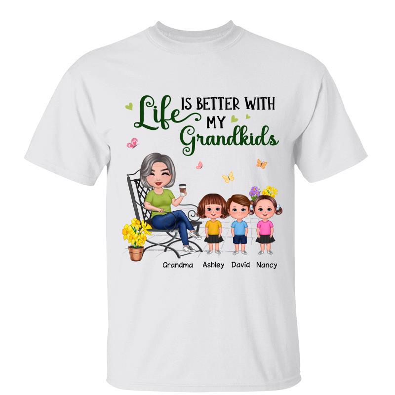 Doll Grandma Sitting With Grandkids In The Garden Personalized Shirt