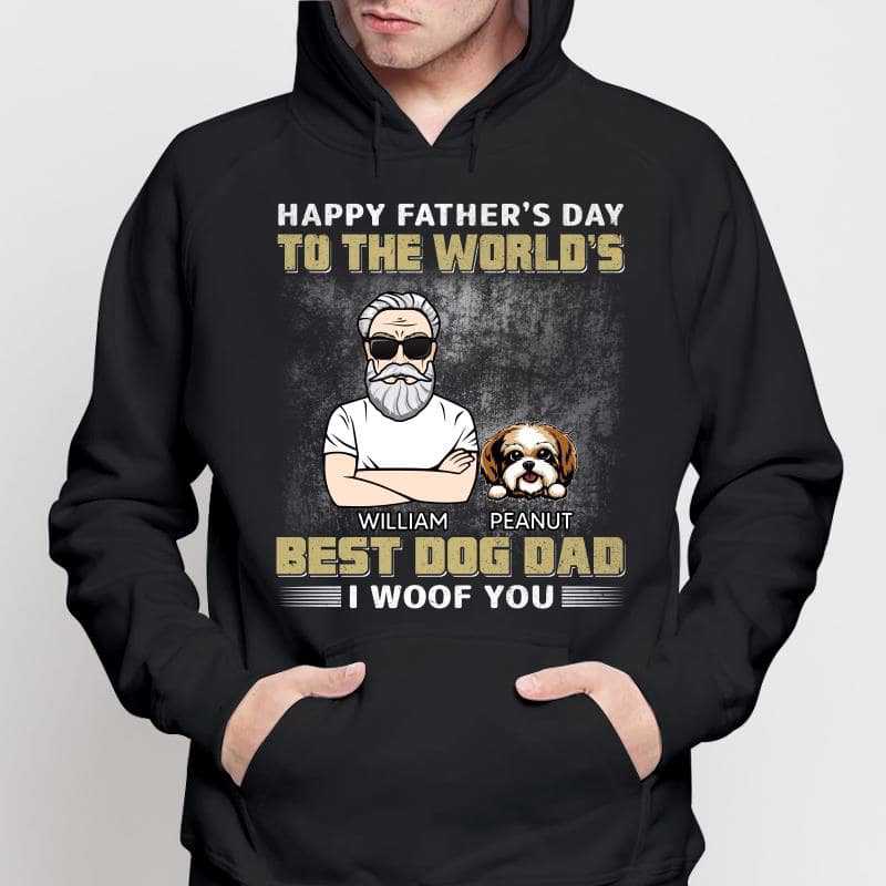 Happy Father‘s Day World Best Dog Dad Gift Personalized Hoodie Sweatshirt